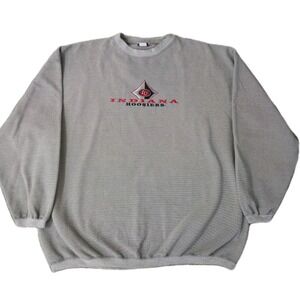 VTG 90s IU Indiana University Embroidered Sweatshirt (2XL) Gray Hoosiers Cadre